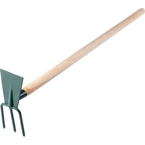 KADAX Gartenhacke mit Holzstiel, Rechteck, 3 Zinken, Grün