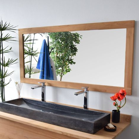 Miroir rectangulaire en teck massif Lazy 150 x 70 cm (1/4)