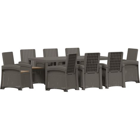 Maison Exclusive - Ensemble de salle à manger pour jardin 9 pc Gris clair et Taupe (1/5)