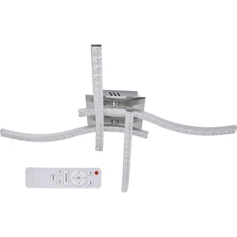 Plafonnier LED 3 couleurs, télécommande, intensité variable, 4 bandes ondulées, alimentation 85-265 V CA (1/5)