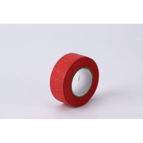 Cinta adhesiva de enmascarar, cinta multiusos apta para dibujar, etiquetar, etc., 25 mm de ancho x 50 metros de largo, color rojo. (1/5)