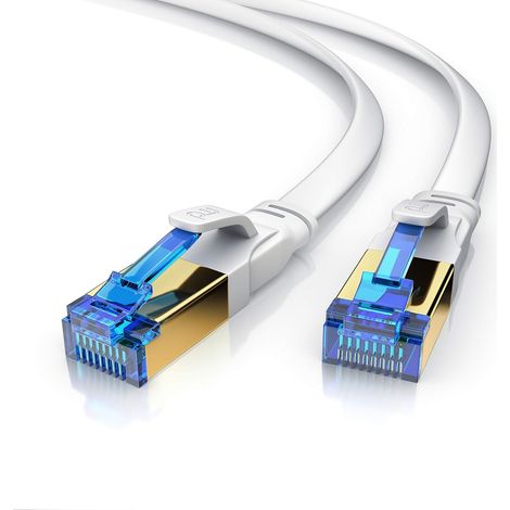 10m Câble Ethernet plat Cat 8 40Gbits Câble réseau Cat8 Haut débit 40Gbps 10 mètres Câble de Patch 2Ghz U FTP PIMF RJ45 Compatible Cat 5 6 7 (1/5)