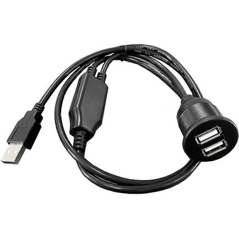 Dual-Port-USB-2.0-Verlängerungskabel für Einbau in Auto und Motorrad, 1 m / 39,37 Zoll