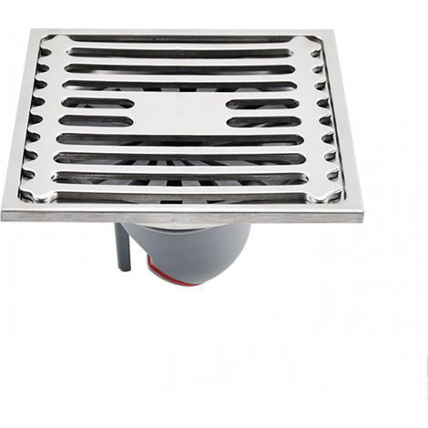 10x10cm Siphon de Sol de Douche Carré, épaissir En acier Inoxydable, Anti-Odeur Anti-Colmatage, Avec Couvercle Amovible. (1/4)