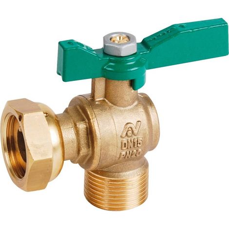 Vanne à sphère laiton équerre pour compteur - Sferaco - Male 1/2' - Ecrou prisonnier 3/4' (1/4)