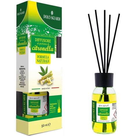 TrAdE Shop Traesio - Set 12pz Diffusore Ambienti 50ml Profumo Citronella Con Bastoncini Formula Naturale 018823 -
