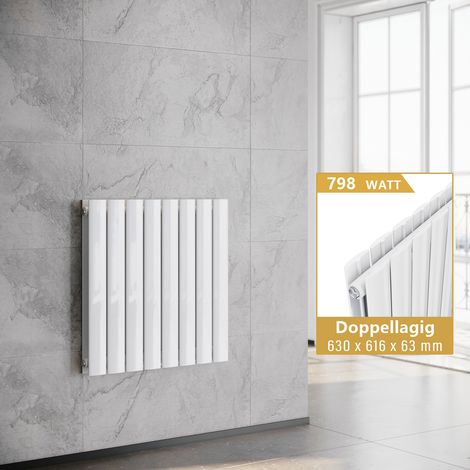 ELEGANT Heizkörper Weiß Horizontal Doppellagig Design Flachheizkörper 630x616mm (1/5)