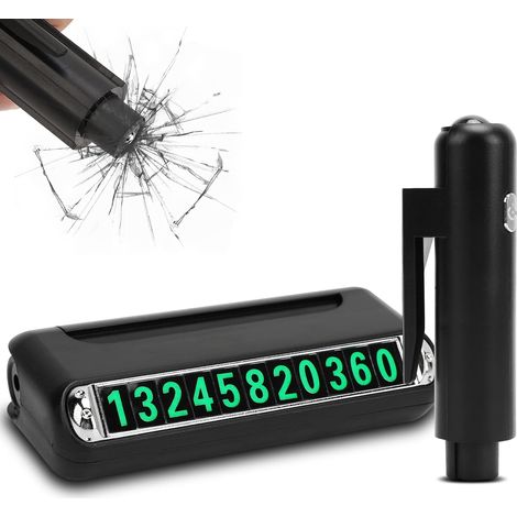 Rompe Cristales y Martillo de Emergencia Multifuncional Para Automóvil, Cabeza de Acero de Tungsteno, Con Linterna LED y Placa de Matrícula Para Automóviles Universales (1/5)