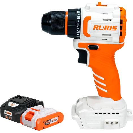 Perceuse Visseuse Sans Fil RURIS RMX1240 - Brushless 20V, 2 Vitesses, 21 Couples, Mandrin 0-10 mm, LED, Batterie 2Ah + Chargeur (1/5)