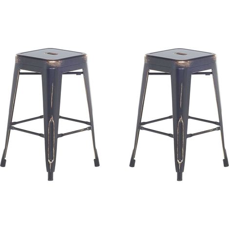 Set of 2 Bar Stools CABRILLO Metal Black