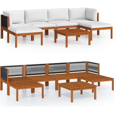 Maison Exclusive - 7-tlg. Garten-Lounge-Set mit Kissen Cremefarbe