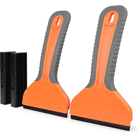 2 Grattoir Plastique avec 20 Lames, Long Manche Grattoirs, 4inch Plastique Lames, pour Enlever les étiquettes, a colle, la peintureAutocollants et décalcomanies, (1/5)