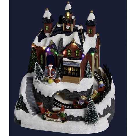 Paris Prix - Village De Noël Atelier & Train laponie 21cm Multicolore