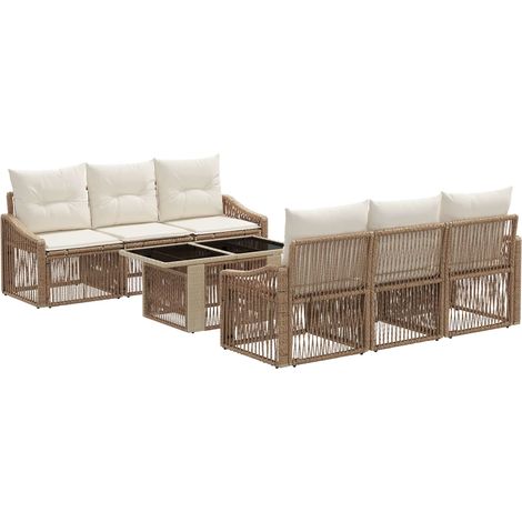 Gartensofa-set 7 stk. Beige und Cremeweiß Poly-Rattan vidaXL (1/5)