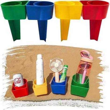 Porte-gobelet de plage 4 pcs-MARSEE-accessoires de plage, adaptés aux boissonstéléphones portablesclés(13.2x10.2x19.8cm) (1/4)