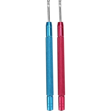 Outil de dégagement d'aiguille, fourche de dégagement d'aiguille, pince à dégagement d'aiguille à double fourche (rouge + bleue) 2 pièces, outils de table décoratifs (1/5)