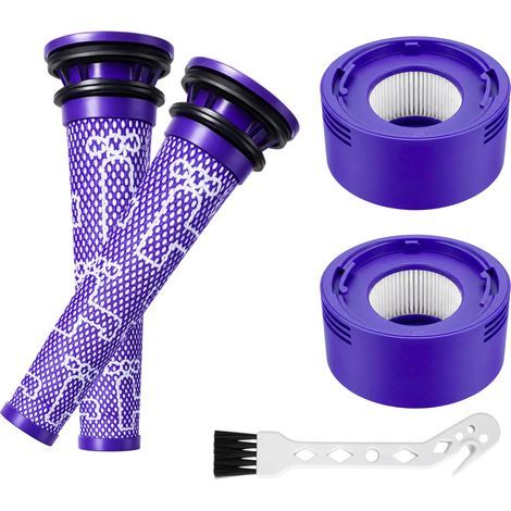 Kit de remplacement de filtres 4 pièces : 2 préfiltres + 2 postfiltres HEPA + 1 brosse pour aspirateur Dyson V7/V8. Compatible avec les modèles Dyson V8 Absolute/Animal et V7 Absolute/Motorhead. (1/5)