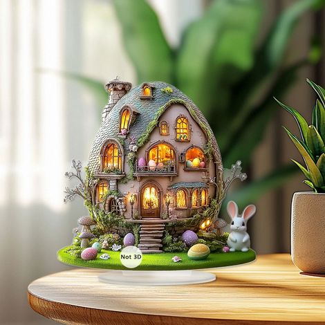 Cabane-Champignon - Décoration Murale En Acrylique 2D - Idéale Pour Pâques Printemps Bureau Étagère Salon - Lot De 1 (1/5)