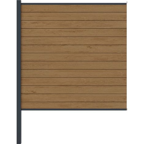 Kit clôture composite et aluminium - lames bois et poteau anthracite à sceller 2 entrées 1,8m Modula KORDO (1/3)