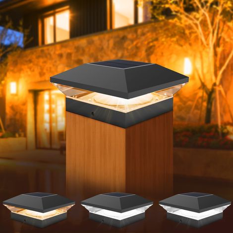 Solaires Capuchon pour Poteau, Lampes Solaires Capuchons de Protection 9x9 10x10 12.7x12.7, 3000K et 6000K Etanche IP65 pour Terrasse Clôture Route (1/5)