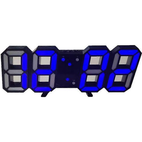 Horloge murale numérique LED, réveil électronique, horloge 3D intelligente, réveil bleu (1/5)