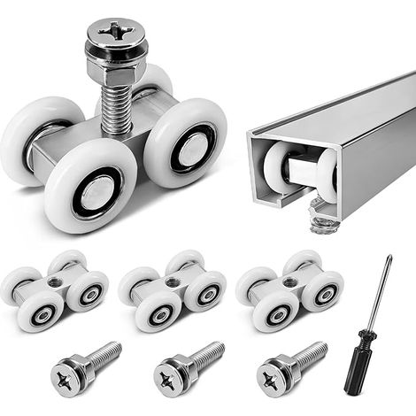 Lot de 4 roulettes pour porte coulissante - Diamètre : 20 mm - Pour porte coulissante en verre, cabine de douche, porte coulissante M6 - Roulettes silencieuses pour portes coulissantes (1/5)