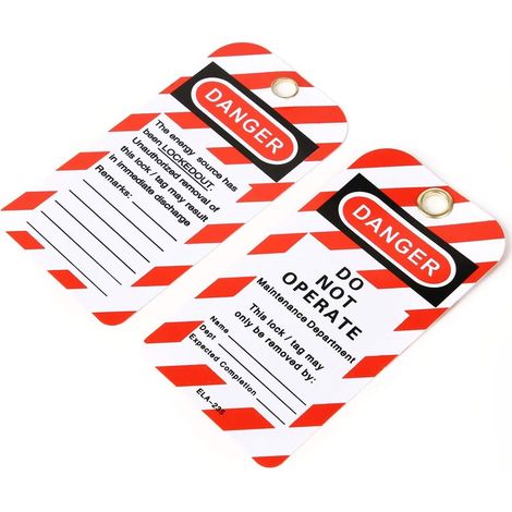 20PCS Etiquetas de bloqueo y etiquetado - Plástico de nailon con bridas  Etiqueta Loto de peligro: no operar: etiquetas de seguridad de cumplimiento para el bloqueo (1/4)