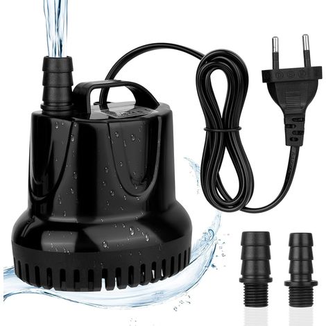 Pompe Eau Submersible, 25W 1200L/H Pompe Aquarium Ultra-Silencieux avec 4 Pieds de Ventouses pour Étang Poisson Fontaine Réservoir de Poissons 2 Buses (1/5)