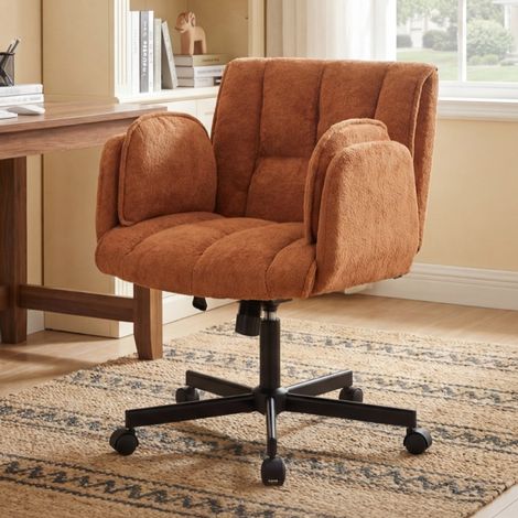 Bürostuhl 68x68x88-98 cm orange Stoff mit klappbaren Armlehnen und verstellbarer Lendenstütze (1/4)
