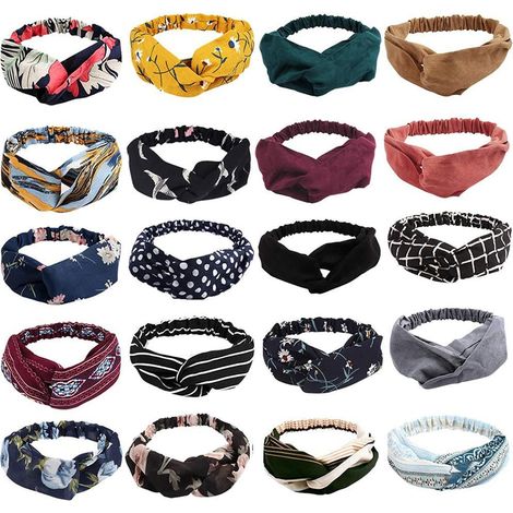 Set of 10 Stretchy, Non-Slip and Breathable Headbands with Vintage Printed Knot for Running, Training, Parties, and Everyday Use (1/5)