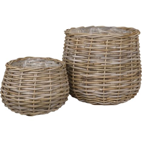 Set 2 cestini Pulo in rattan kubu naturale (1/5)