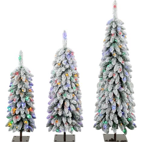 HOMCOM Artificial Christmas Tree Set of 3, PVC Branch Tips, Green White (1/5)