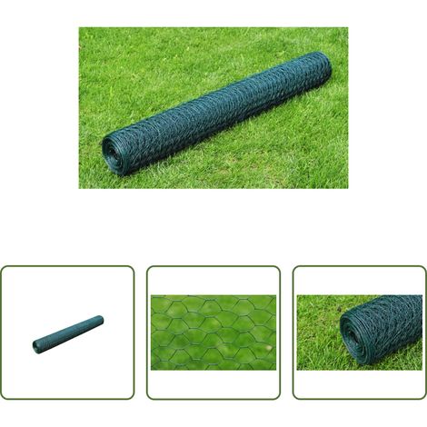 vidaXL Protection des arbres - Grillage à poule avec revêtement en PVC 25x0,75 m vert (1/5)