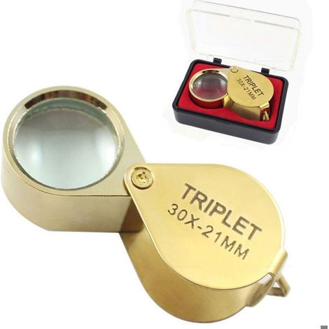 Bijoutier Eye Loupe Verre loupe 30x Loupe avec Botier 30x Loupe de Poche Pliable en Verre Loupe Botaniste Loupe Bijoutier 30X PZCC (1/4)