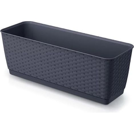 Lem Select – Jardinière anthracite 12L – Polypropylène résistant aux intempéries – Dimensions 49.2 x 17.2 x 17.4 cm – Design tressé moderne