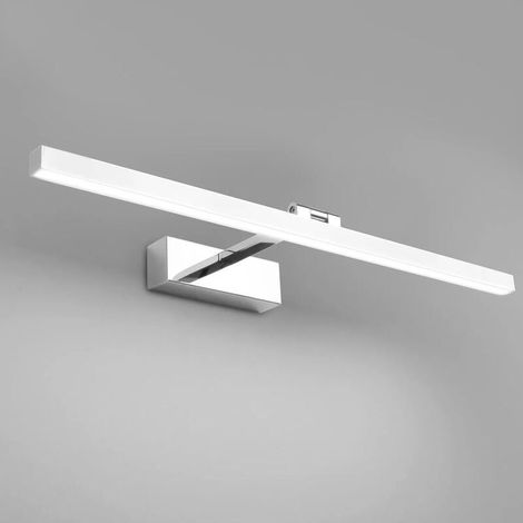 Miroir Lumineux LED 50cm pour Salle de Bains, 12W, IP44 Imperméable Applique Murale Pivotante 180°, Éclairage Moderne Blanc Froid 5500K, Noir et Argent, Étanche avec Miroir [Classe F] (1/5)