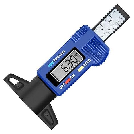 Jauge de Profondeur de Pneu Jauge Caliper LCD 0-25.4mm de Profondeur de Pneus pour Auto Moto Vans Camions bleu (1/5)