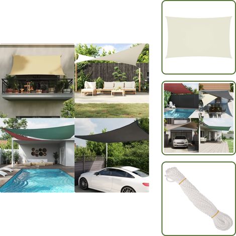 The Living Store Parasole a Vela Oxford Rettangolare 5x8 m Crema - Tenda parasole
