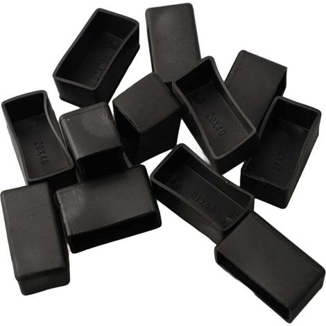 Lot de 12 couvre-pieds rectangulaires en caoutchouc pour meubles rembourrés - Protections de sol carrées - 20 x 40 mm (1/4)
