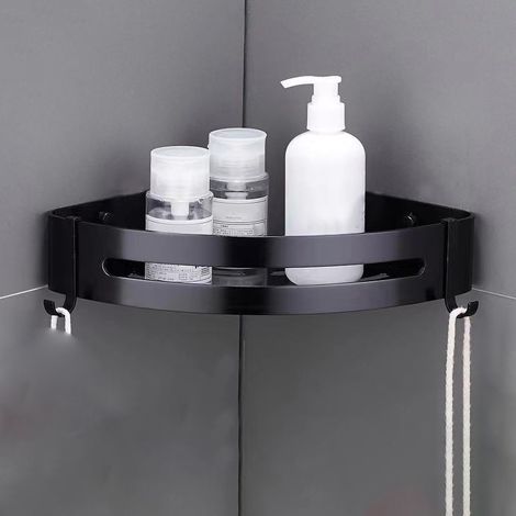 Eckduschablage aus schwarzer Aluminiumlegierung – Badezimmer-Aufbewahrungsregal ohne Bohren (1/5)