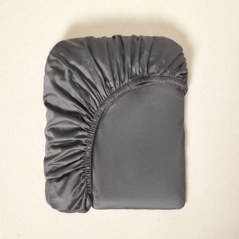 Lot de 1 Drap Housse - Gris, 180 x 200 cm - pour Matelas épais - Microfibre (1/5)