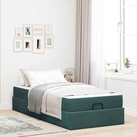 Estructura de cama Verde oscuro 90 x 200 cm Terciopelo