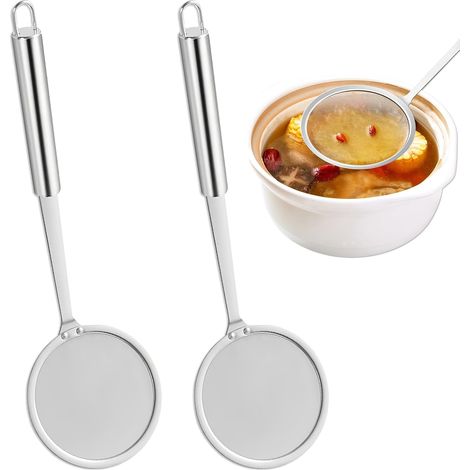 2 Pièces Écumoire, Acier Inoxydable 304, Mailles Fines 100, Poignée Ergonomique, Cuisine Quotidienne (1/5)