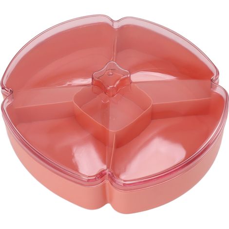 Runder, unterteilter Kunststoffteller für Vorspeisen, Obst, Nüsse und Süßigkeiten – 5 Fächer – Rosa – Ideal für Thanksgiving und das chinesische Neujahr (1/5)
