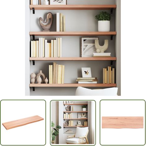 The Living Store Wandregal Hellbraun 100x30x(2-4) cm Massivholz Eiche Behandelt - Wandregal - Eichendielen - Holzmöbel - Landhausstyle - Wohnraumgestaltung (1/5)