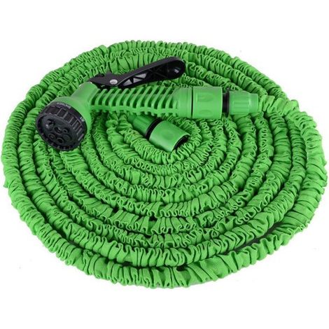 Manguera de jardín flexible de 30 metros, color verde, incluye boquilla pulverizadora (1/5)