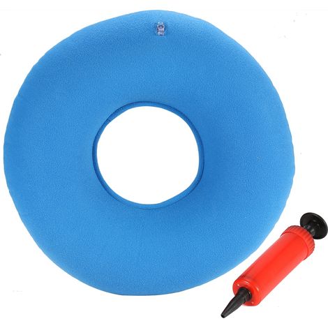 Coussin Gonflable pour Chaise Rond - Support Lombaire et Coccyx avec Pompe (Bleu) (1/3)
