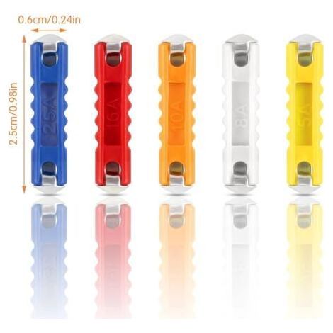 Kit de 200 fusibles automobiles de type torpille (5 A, 8 A, 10 A, 16 A, 25 A) – Boîte de rangement transparente – Métal résistant à la corrosion – 200 unités (1/4)