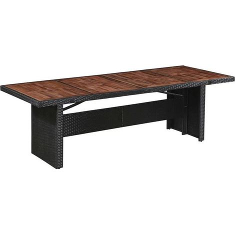 Table de jardin rectangulaire acacia et résine noire Viva (1/3)