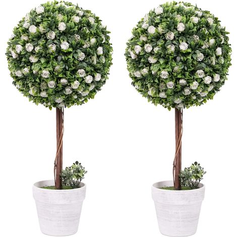 Sfera di bosso artificiale, facile da installare, decorazione per tutto l'anno, BIANCA (1/2)